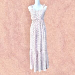 NWOT Maxi Sundress Coral/pink & White Eyelet Sleeveless Size S